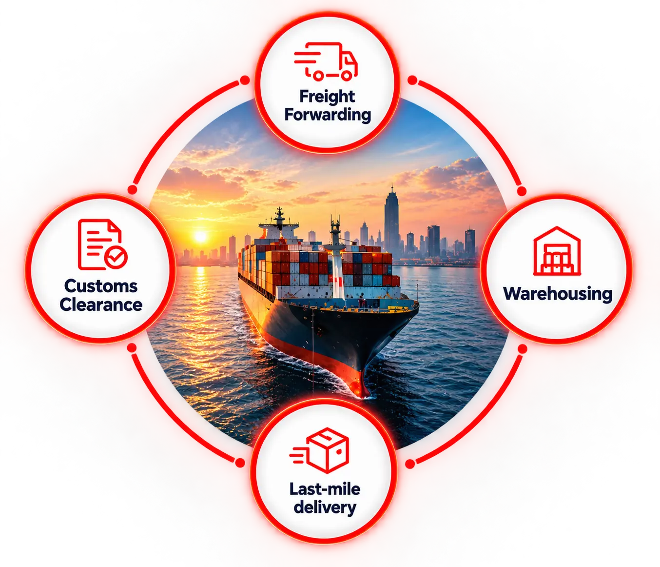 Freight forwarding, customs clearance, warehousing and last-mile delivery